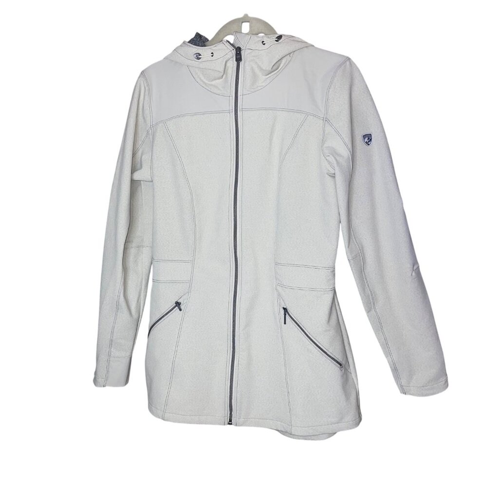 Kuhl Womens Trench Coat Size S Cream Softshell Two-tone Weave Performance - Picture 15 of 16